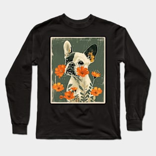 French Bulldog Flowers Photo Art Design For Dog Onwer Long Sleeve T-Shirt